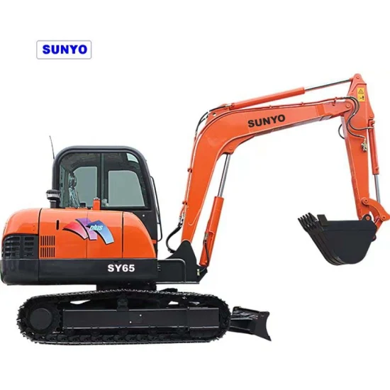 La mini-pelle Sunyo Excavator Sy65 est une pelle hydraulique sur chenilles comme chargeuse-pelleteuse et mini-chargeuse.